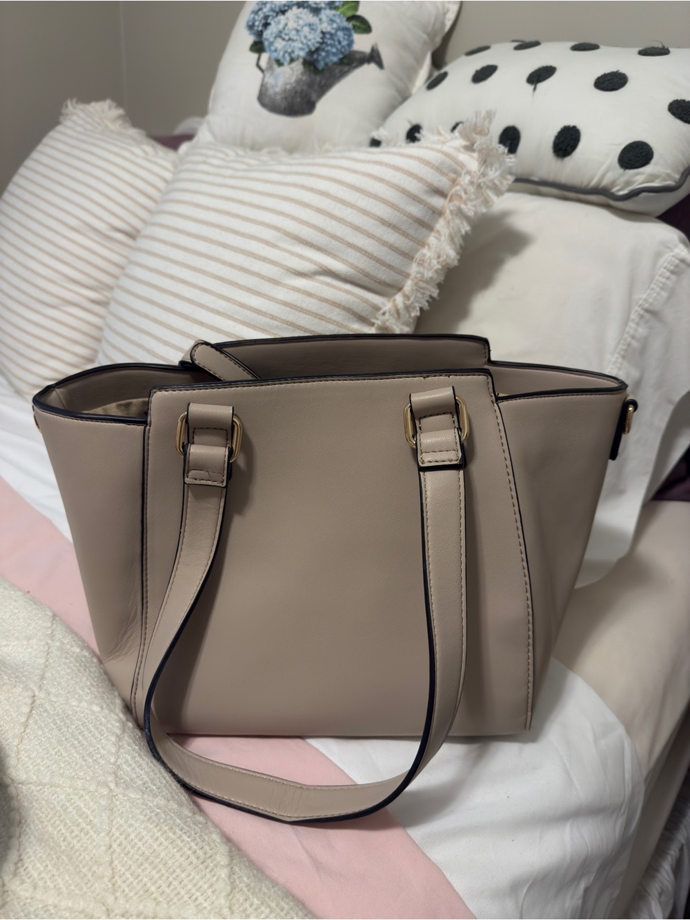 Classic Structured Tote Bag in Beige